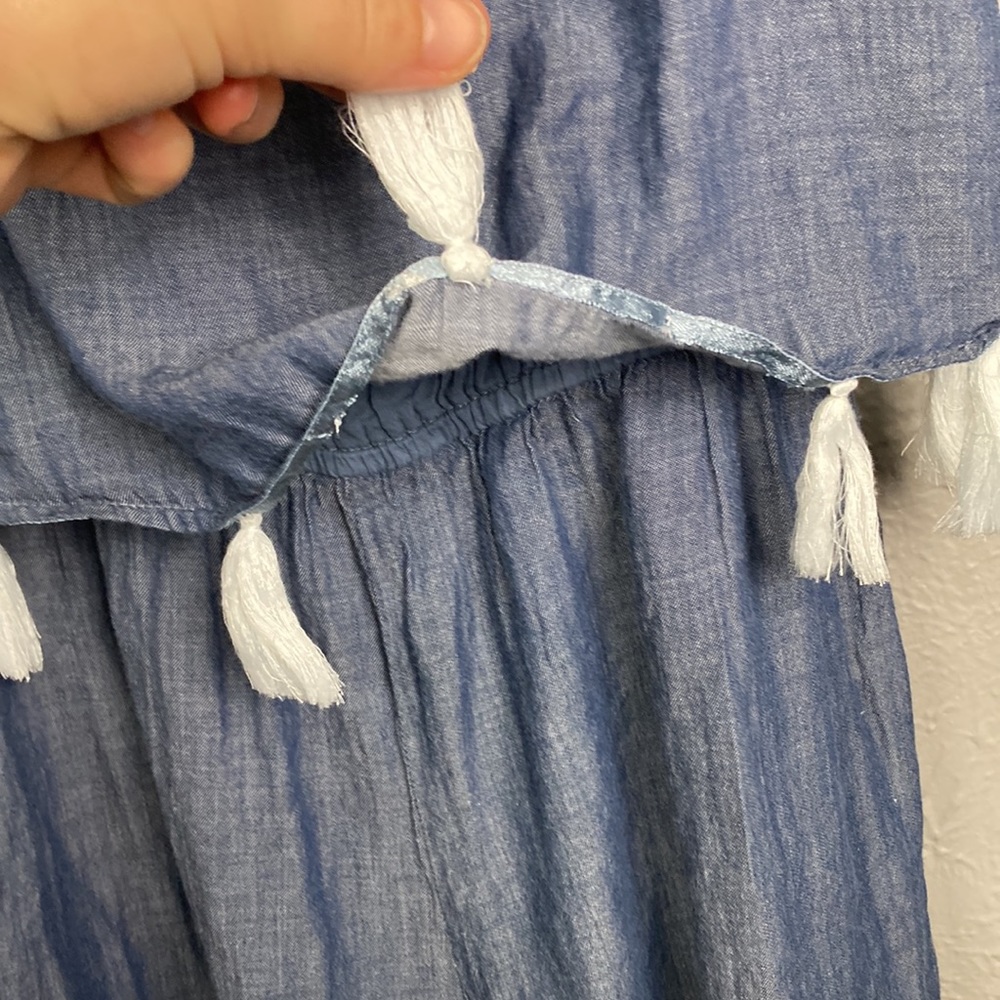 Shoshanna Swimwear Blue & White Embroidered Tassel Romper Shorts Cover U… - Picture 7 of 15